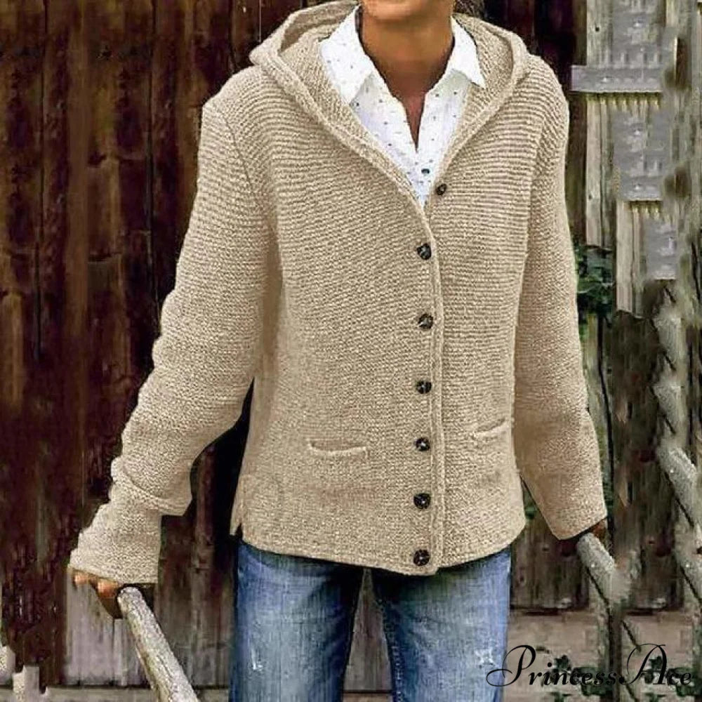 Knitted Hooded Vintage Cardigan