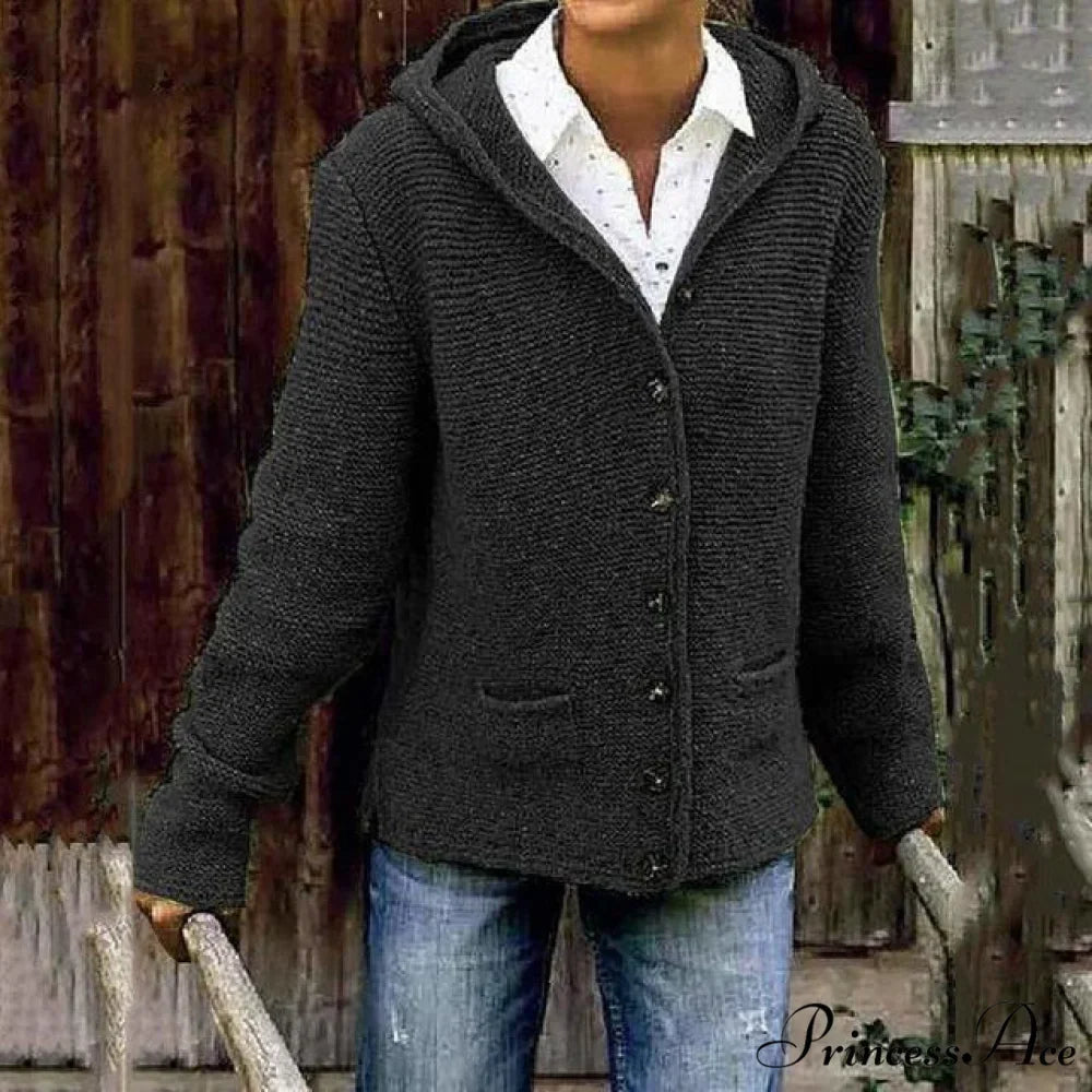 Knitted Hooded Vintage Cardigan