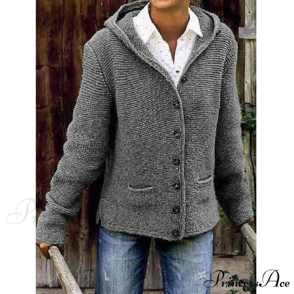 Knitted Hooded Vintage Cardigan