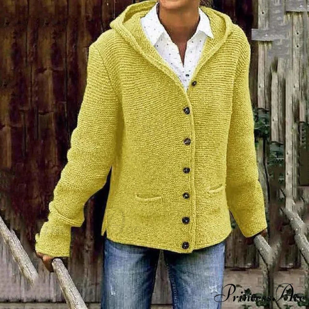 Knitted Hooded Vintage Cardigan