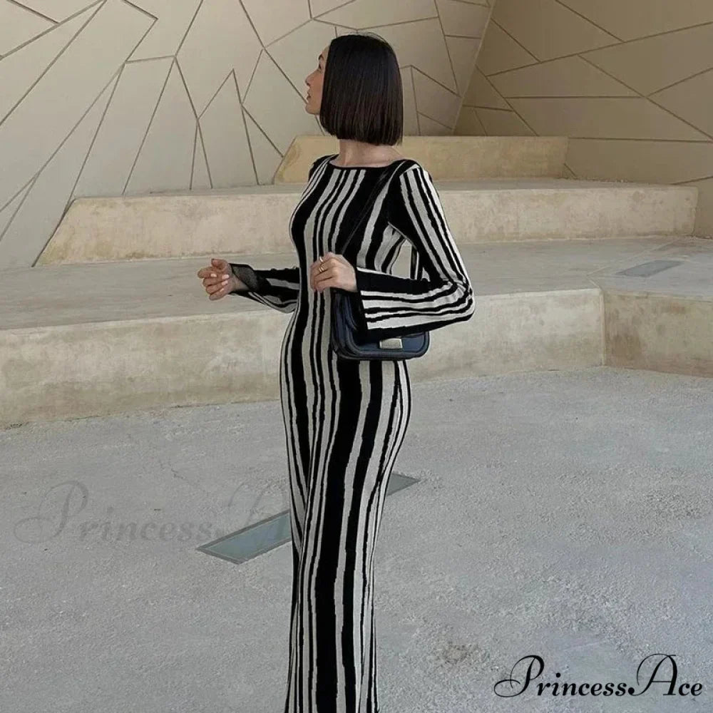 Knitted Long Sleeve Maxi Dress