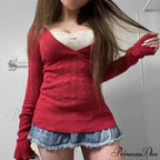 Knitted Narrow Fit Hooded Sweater Lengthy Sleeve V Neck Women