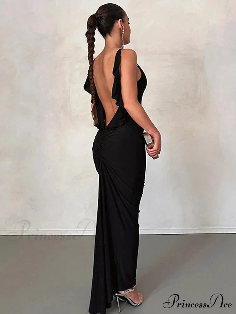 Knitted Open Back Maxi Dress