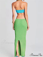 Knitted Patchwork for Women Halter Lace-up Backless Off Shoulder Hollow Out Summer Vestidos New