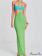 Knitted Patchwork for Women Halter Lace-up Backless Off Shoulder Hollow Out Summer Vestidos New