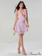 Knitted Pierced Bind-Up Mini Dress