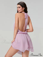 Knitted Pierced Bind-Up Mini Dress