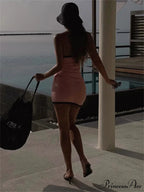 Knitted Ribbed Patchwork Short Dress