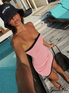 Knitted Ribbed Patchwork Short Dress