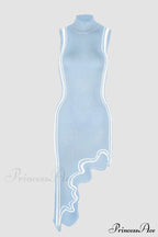 Knitted Sleeveless Dress with Wavy Hem