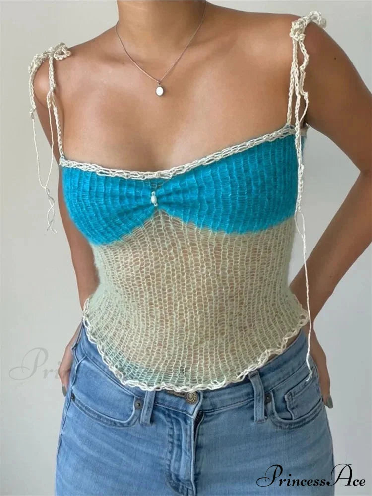 Knitted Slit Fitted Cropped Top