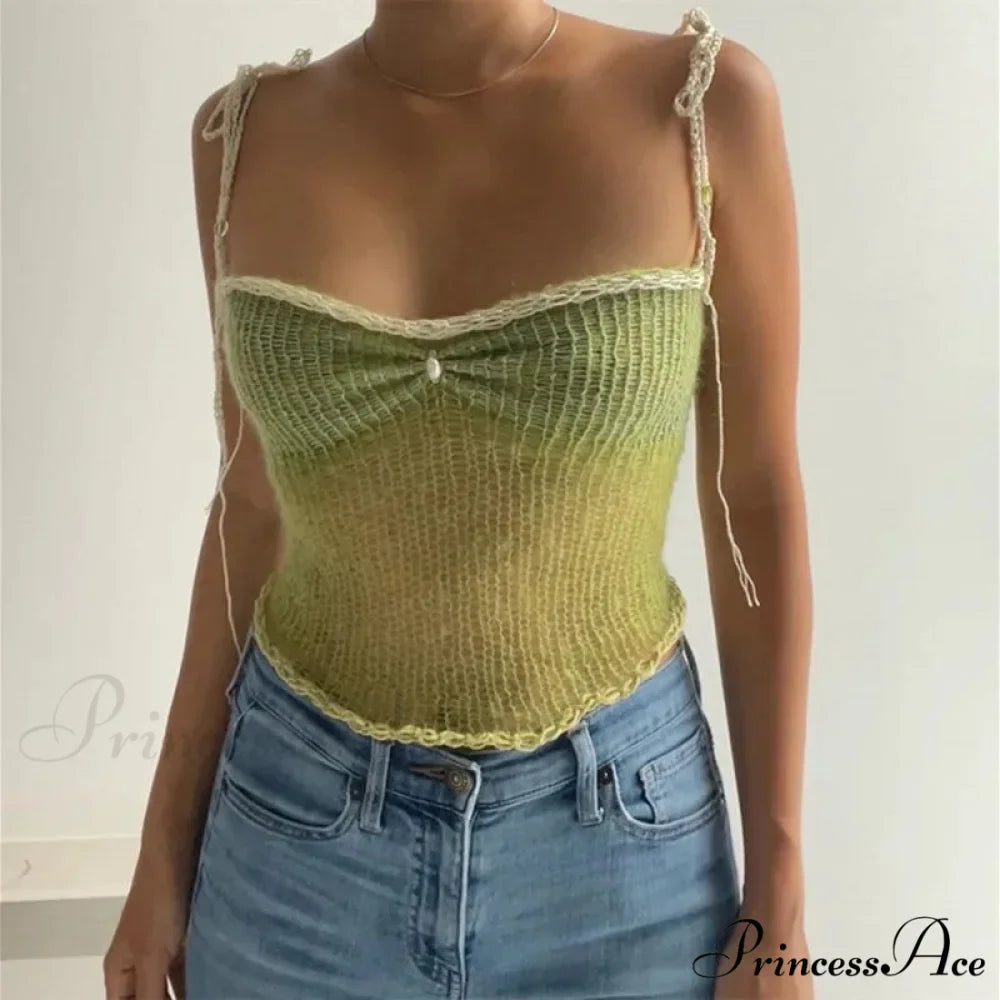 Knitted Slit Fitted Cropped Top