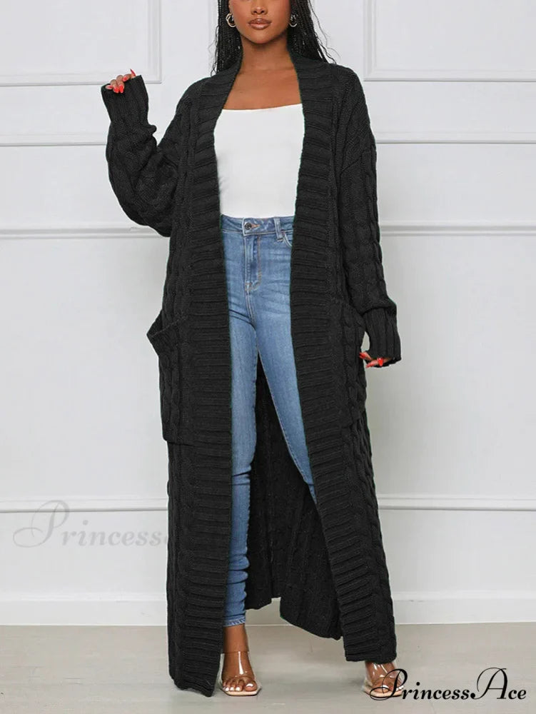 Knitted Solid Graceful Open Front Cardigan