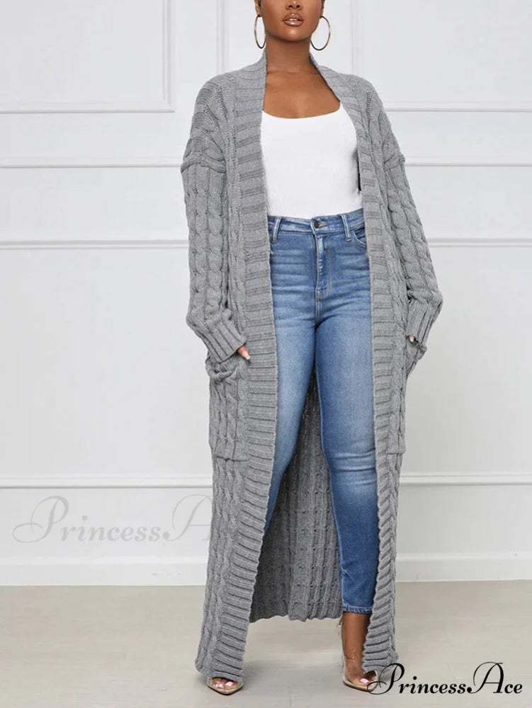 Knitted Solid Graceful Open Front Cardigan