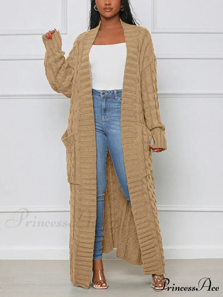 Knitted Solid Graceful Open Front Cardigan