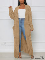 Knitted Solid Graceful Open Front Cardigan