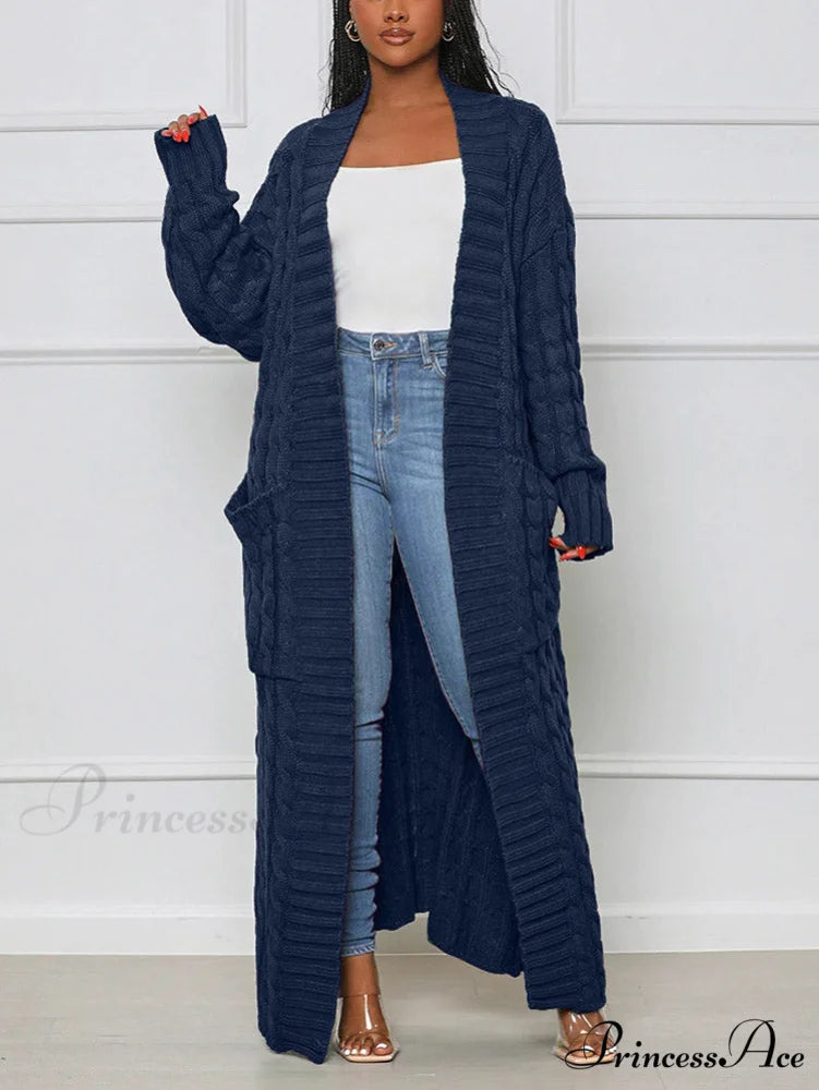 Knitted Solid Graceful Open Front Cardigan