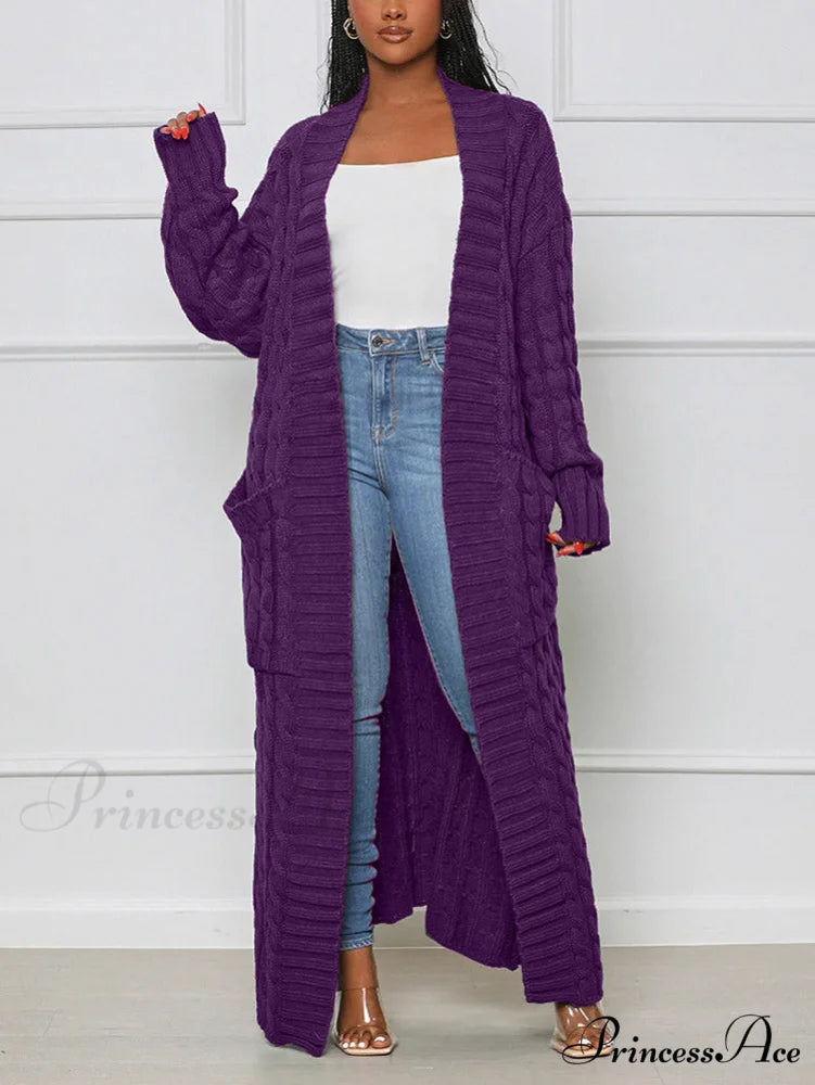 Knitted Solid Graceful Open Front Cardigan