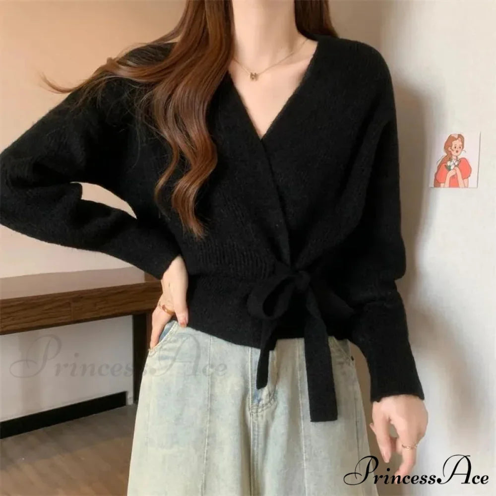 Knotted Waist Slimming Knit Cardigan