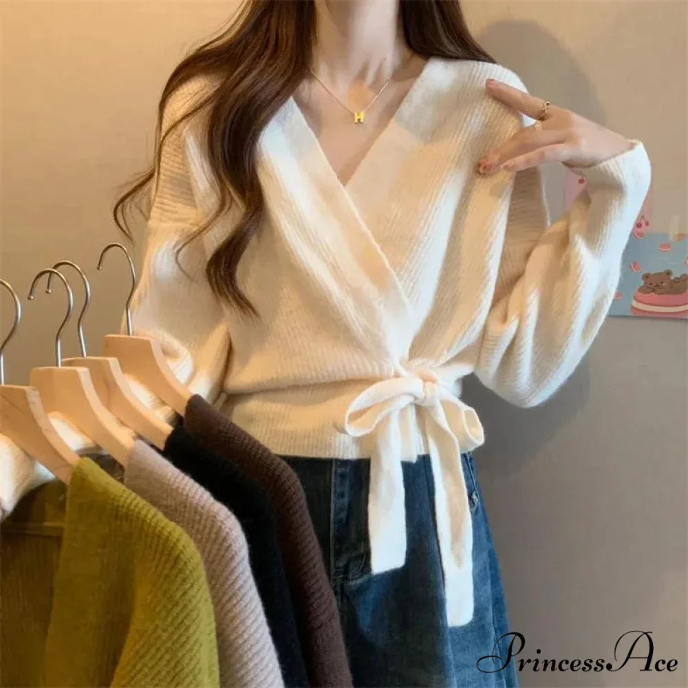 Knotted Waist Slimming Knit Cardigan
