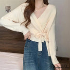Knotted Waist Slimming Knit Cardigan