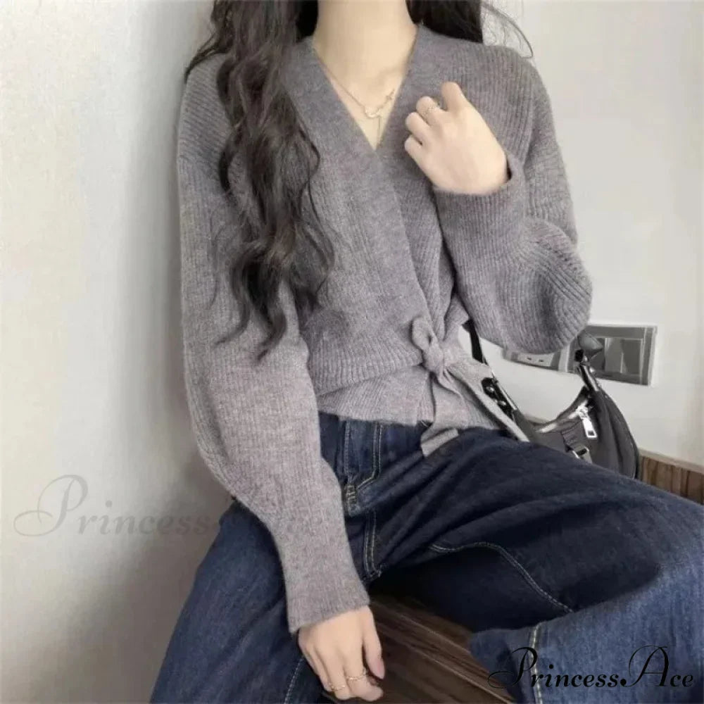 Knotted Waist Slimming Knit Cardigan