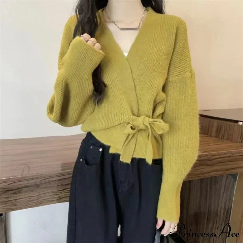 Knotted Waist Slimming Knit Cardigan