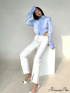 Korean Fashion Long Sleeve Button Crop Blouse