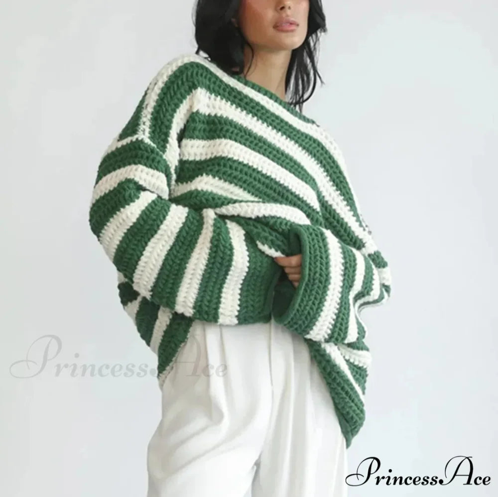 Korean Fashion Striped Generous Sweater