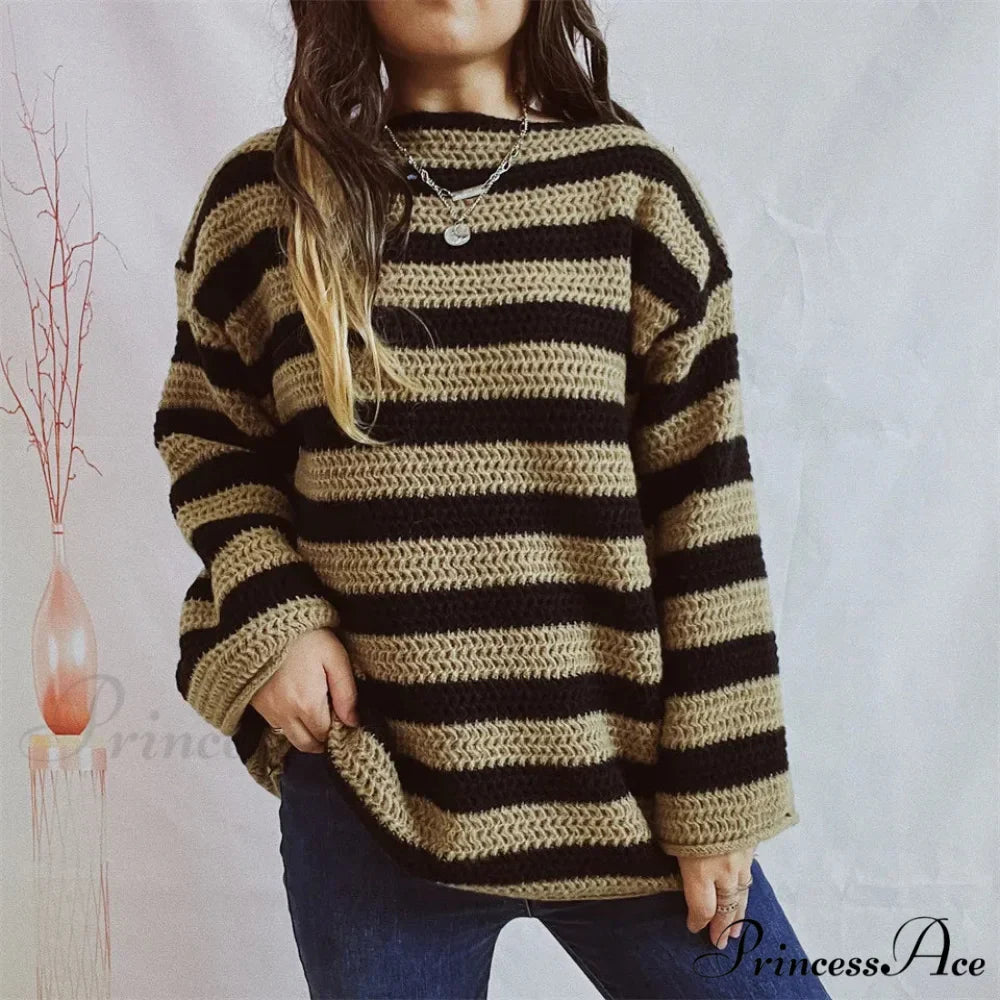 Korean Fashion Striped Generous Sweater