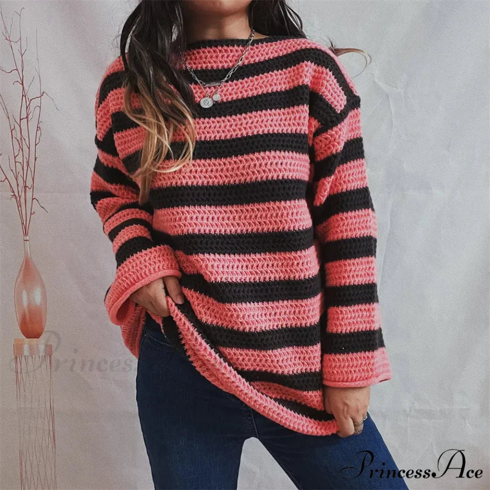 Korean Fashion Striped Generous Sweater