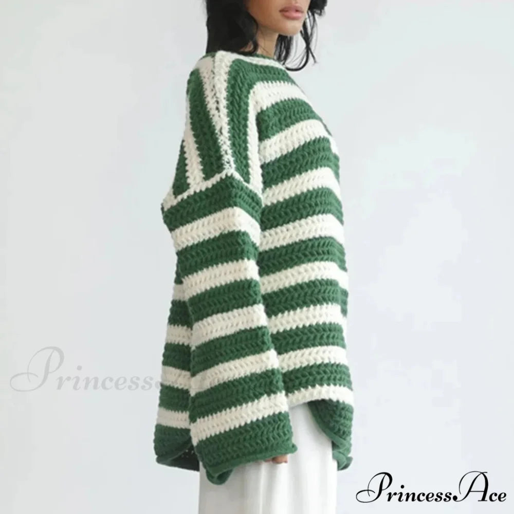 Korean Fashion Striped Generous Sweater