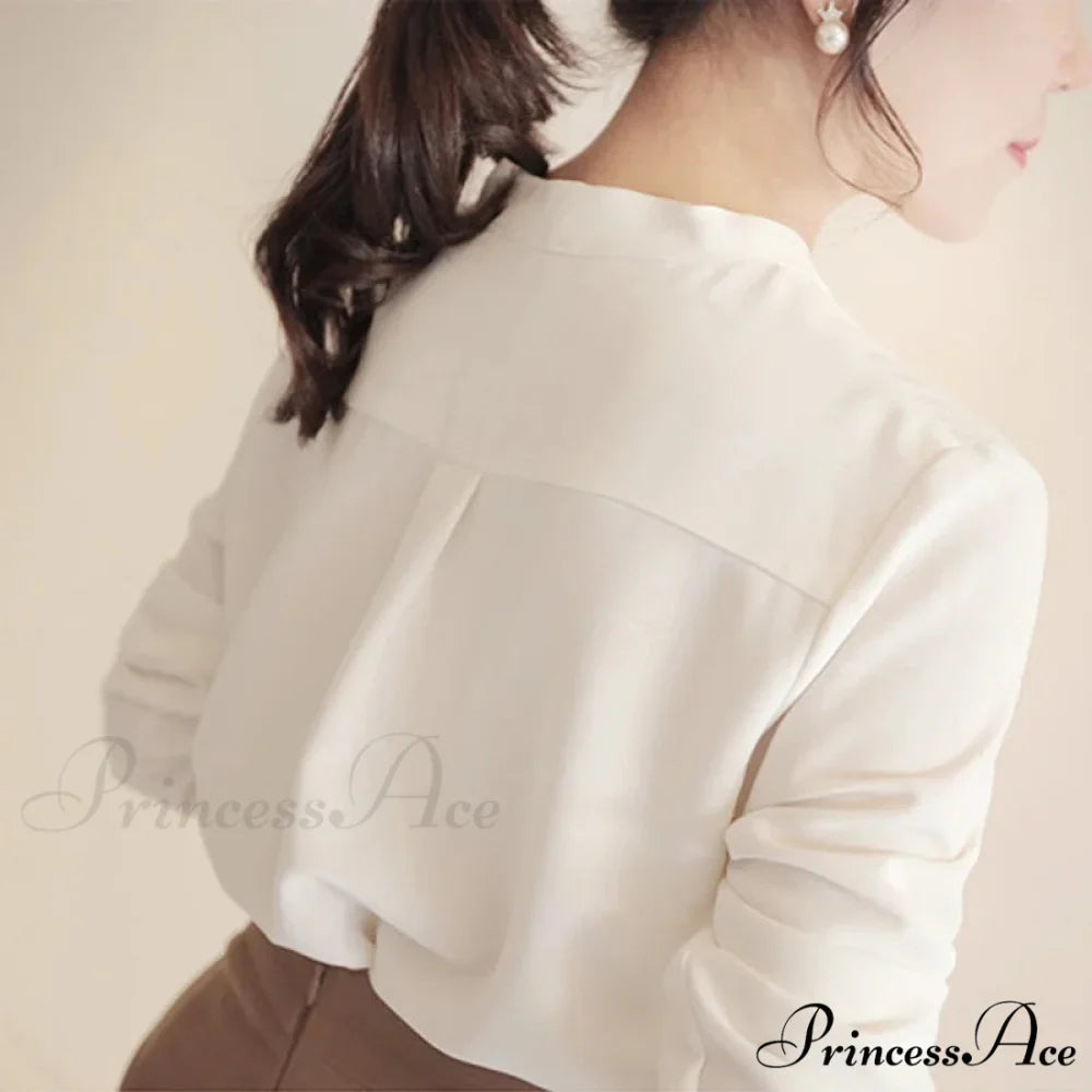 Korean Fashion V-neck Baggy Chiffon Work Blouse