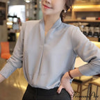Korean Fashion V-neck Baggy Chiffon Work Blouse