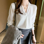 Korean Fashion V-neck Baggy Chiffon Work Blouse