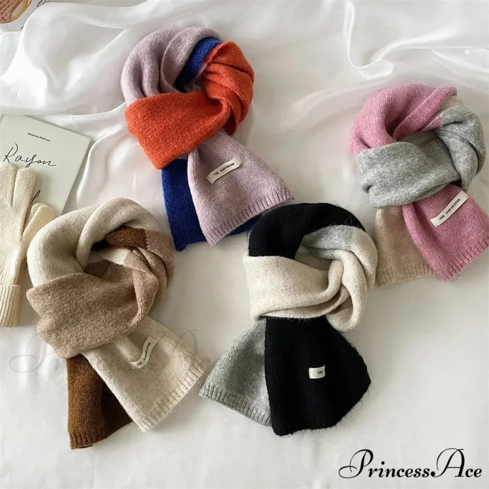 Korean Fashion Winter Wool Striped Scarf