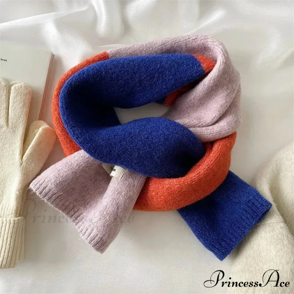 Korean Fashion Winter Wool Striped Scarf