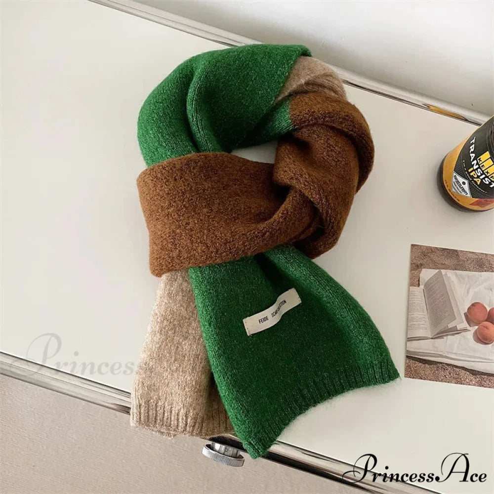 Korean Fashion Winter Wool Striped Scarf