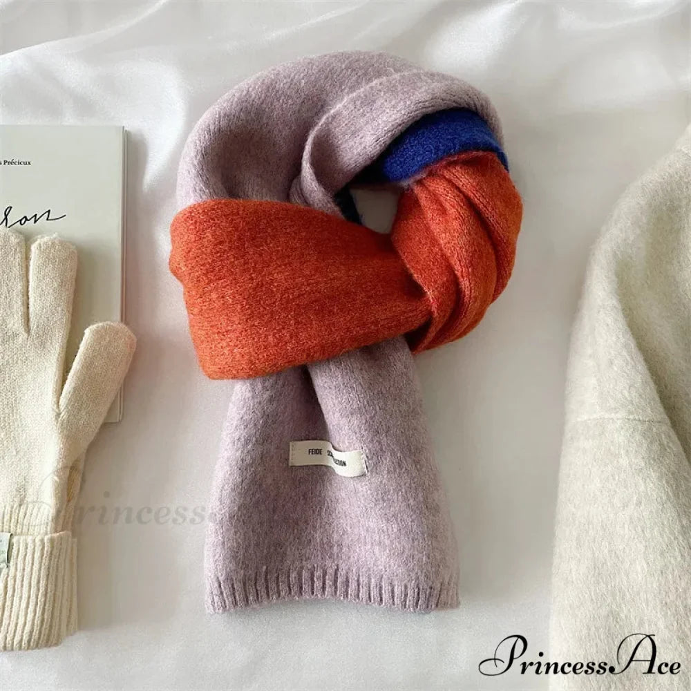 Korean Fashion Winter Wool Striped Scarf