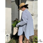 Korean Hip Hop Informal Azure Blouse Women Blouse