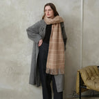 Korean Premium 30% Wool Red Plaid Tassels Mohair Warm Scarf