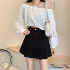 Korean Preppy High Waist A-Line Cute Short Skirt