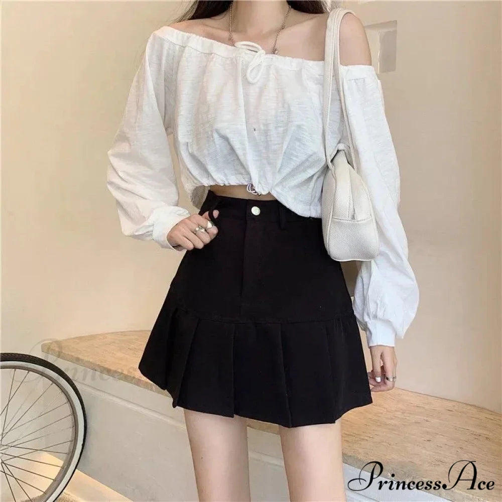 Korean Preppy High Waist A-Line Cute Short Skirt
