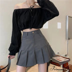 Korean Preppy High Waist A-Line Cute Short Skirt