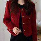 Korean Short Tweed Woolen Cardigan