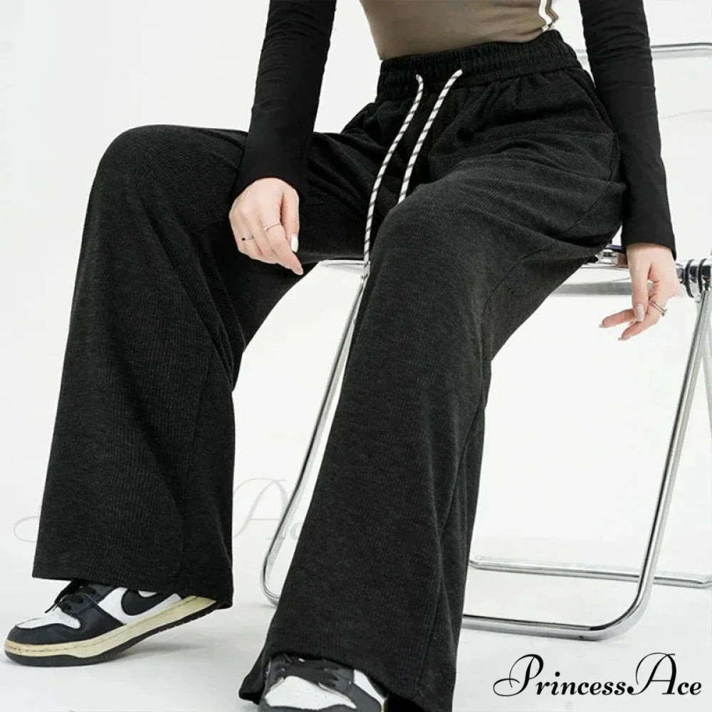 Korean Stripes Tall Waist Drawstring Trousers