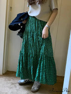 Korean Style Informal Timeless Women's Maxi Floral Skirt Relaxed A-line