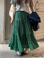 Korean Style Informal Timeless Women's Maxi Floral Skirt Relaxed A-line