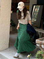 Korean Style Informal Timeless Women's Maxi Floral Skirt Relaxed A-line