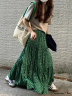 Korean Style Informal Timeless Women's Maxi Floral Skirt Relaxed A-line